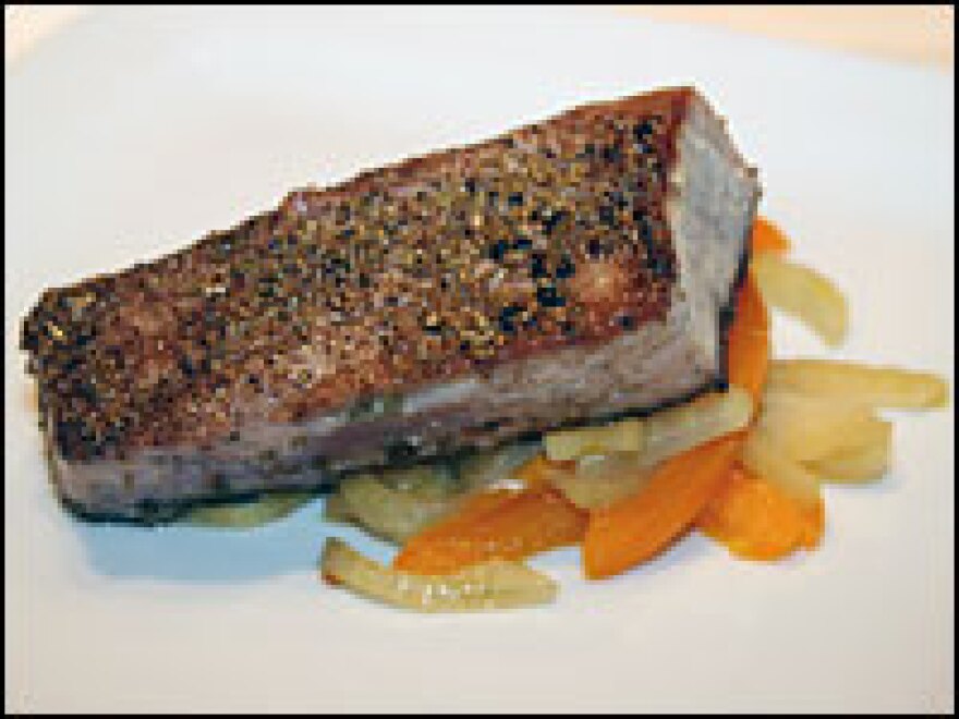 Spicy Crusted Tuna Steaks with Braised Fennel