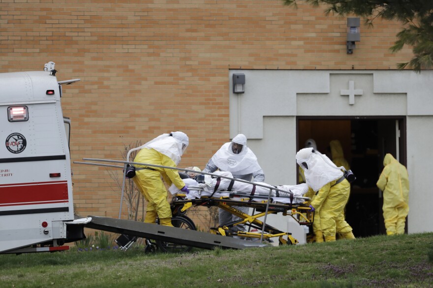 It took much of the day to load the residents of St. Joe's onto the caravan of ambulance buses. The lines of buses left all at once, with a police escort, and drove the group to CareOne at Hanover in Whippany, N.J., 45 minutes away.