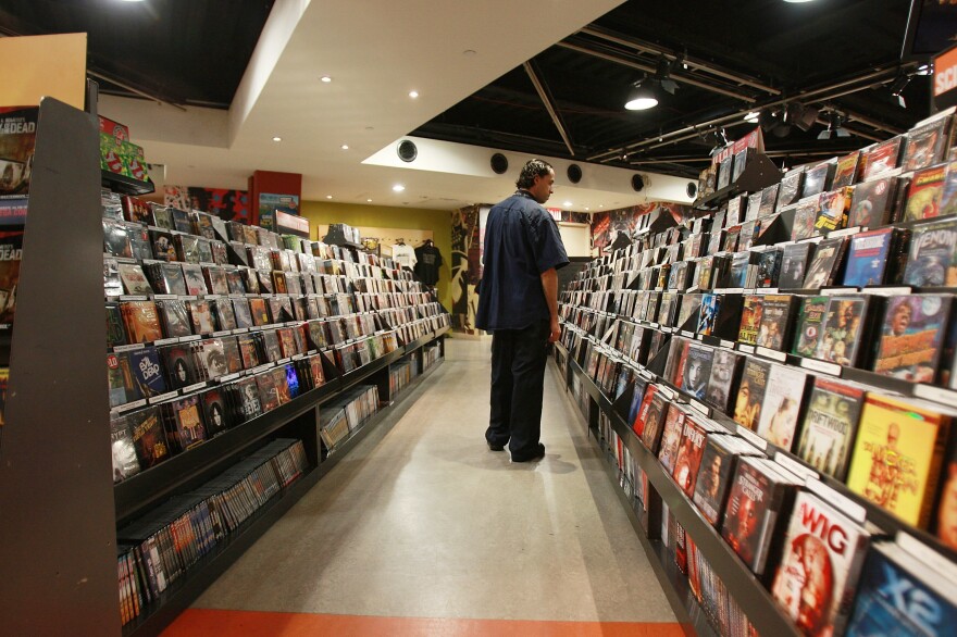 People shop in the Virgin Megastore in Times Square June 24, 2008 in New York City.