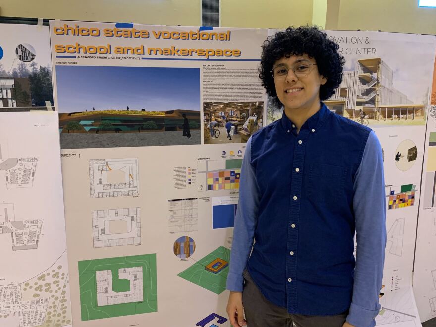 Third-year architecture student Alessandro Zanghi is proposing a new vocational college in Paradise to train people in carpentry, plumbing and other trades that will be in high demand as the foothills town looks to rebuild.