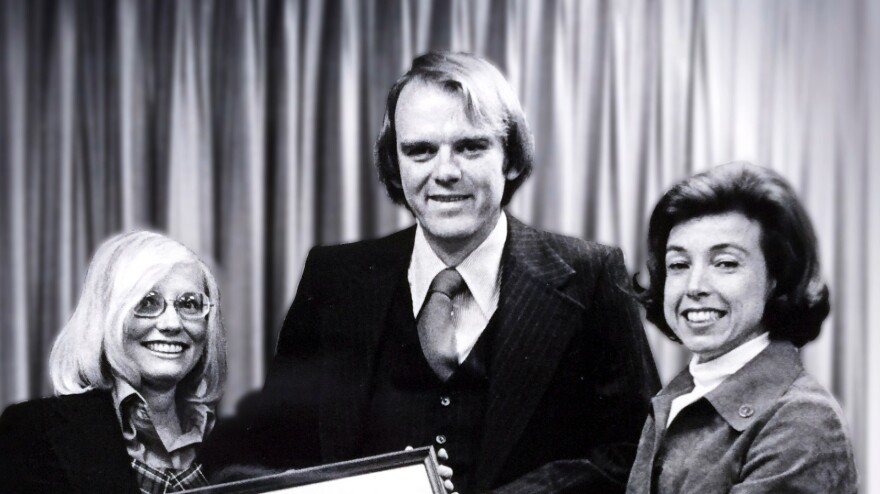 Robert Hunter became the federal insurance administrator in 1976. On the right is then-Secretary of Housing for Urban Development Carla Hills, and on the left is his wife, Carole.