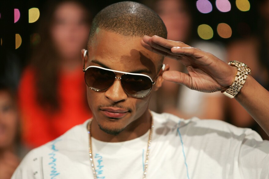 T.I. appears onstage during <em>Total Request Live</em> at MTV's Times Square studio on June 19, 2007.
