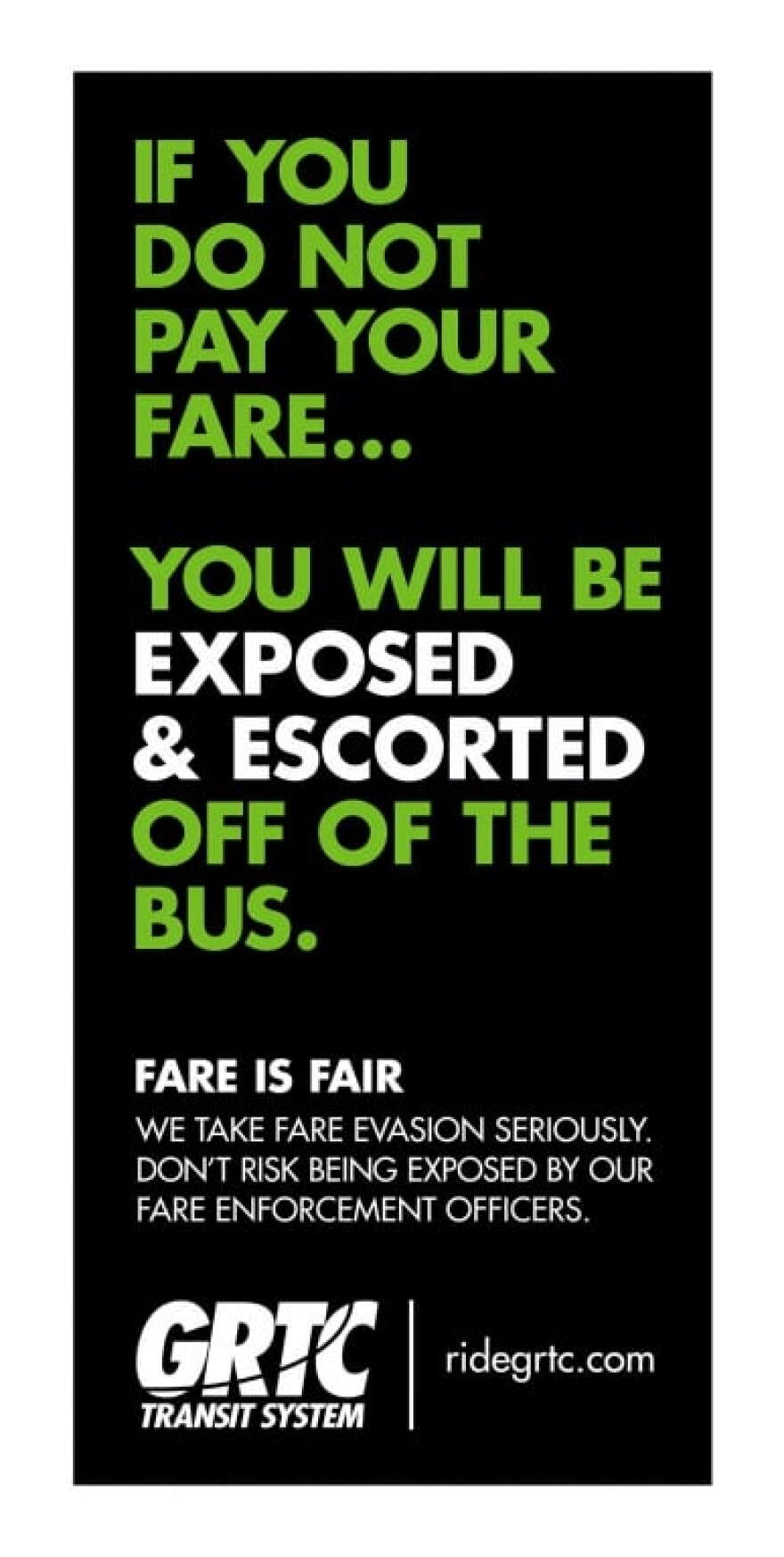 Fare Enforcement Signage Example ‘Don’t Be A Thief’: GRTC Considers New Anti-Fare Evasion Campaign