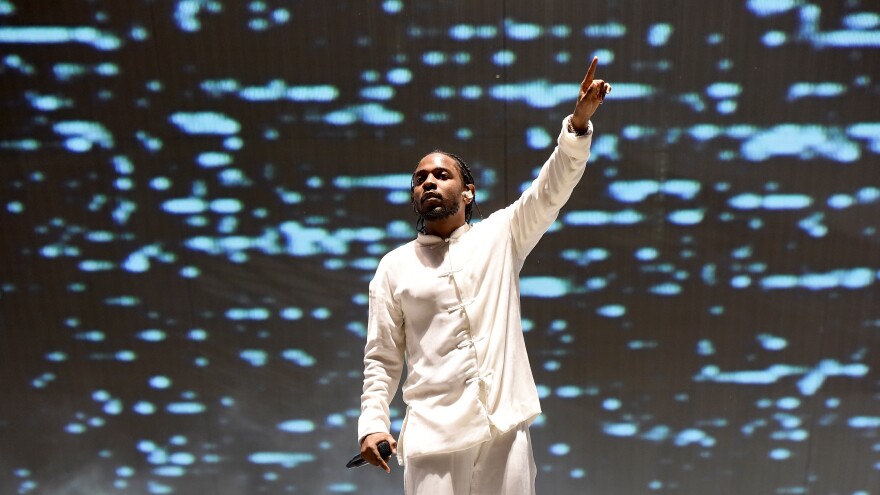 Kendrick Lamar performing at Coachella in Indio, Calif.