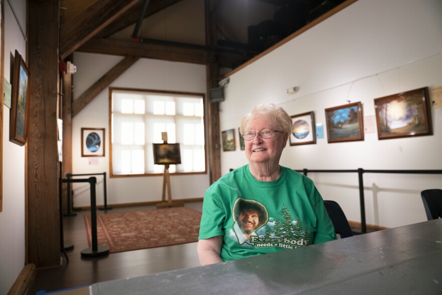 Sandra Hill has been a Certified Ross Instructor for more than 20 years. For her, painting is "a calming thing." "It doesn't really matter how well you really do the painting, except that you're enjoying something," she says.