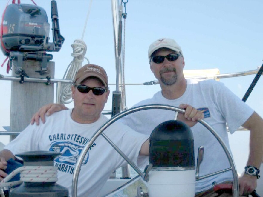 Marty John Whitlow and Marc Carraway on a boat