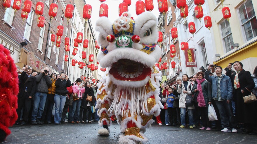 Lion Dancers perform in China Town on the Lunar New Year on Jan. 26, 2009 in London, England.